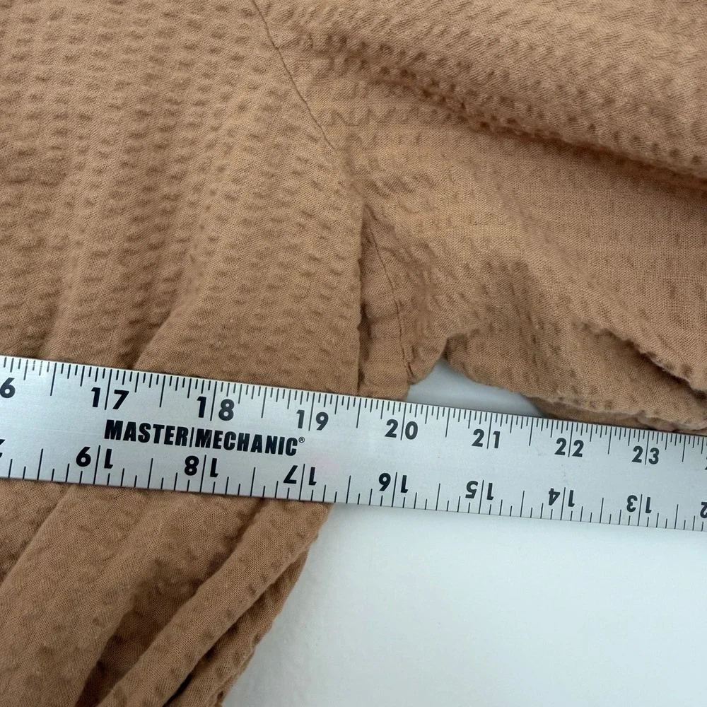 Madewell Seersucker Cutout Tiered Mini Dress Tawny Brown Puff Sleeve XL NE614 - Picture 8 of 10